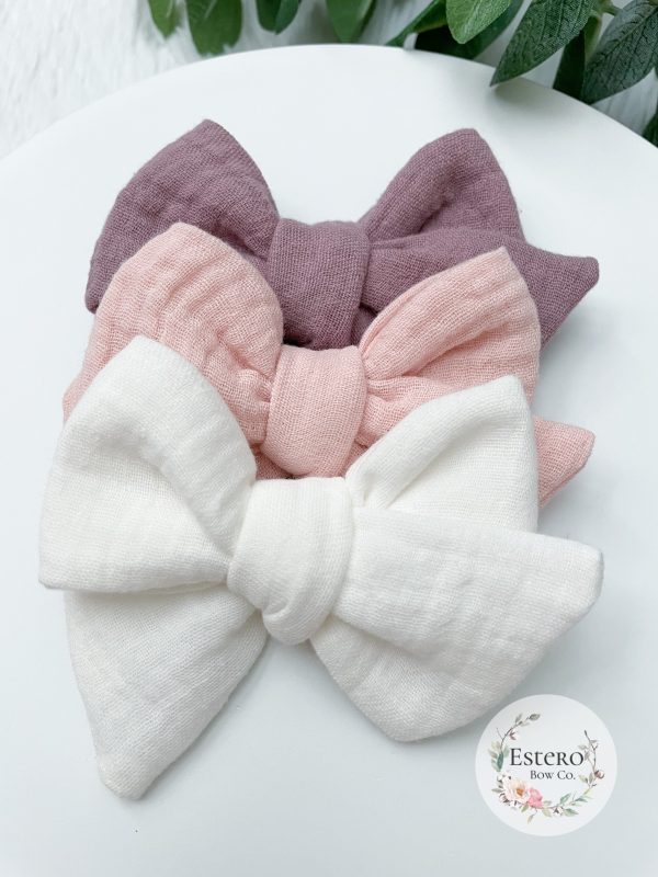White Gauze Hair Bow - Image 5