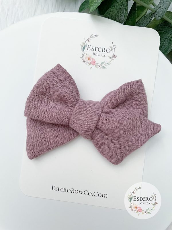 Mauve Gauze Hair Bow - Image 4