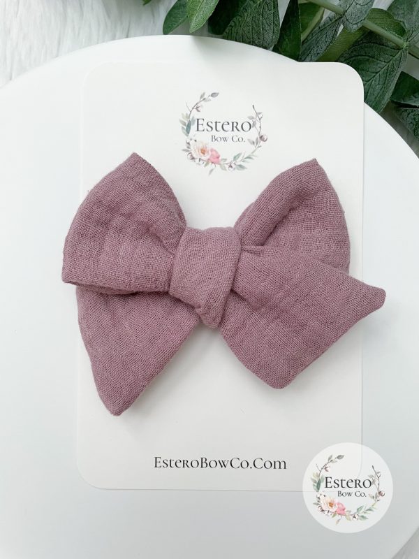 Mauve Gauze Hair Bow - Image 3