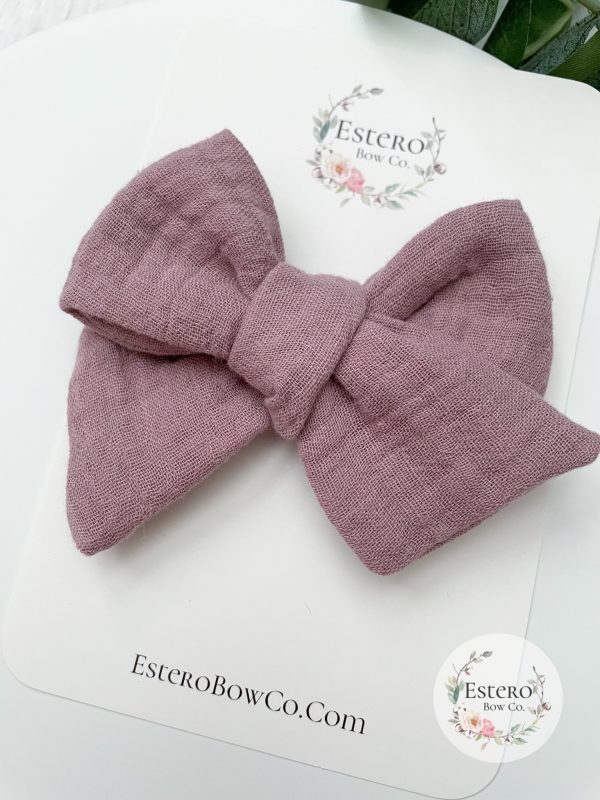 Mauve Gauze Hair Bow - Image 2