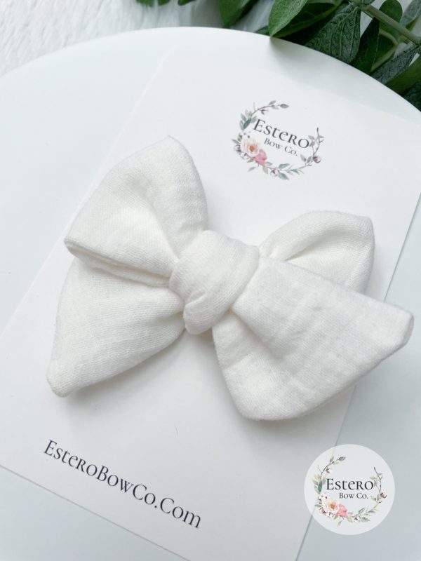 White Gauze Hair Bow