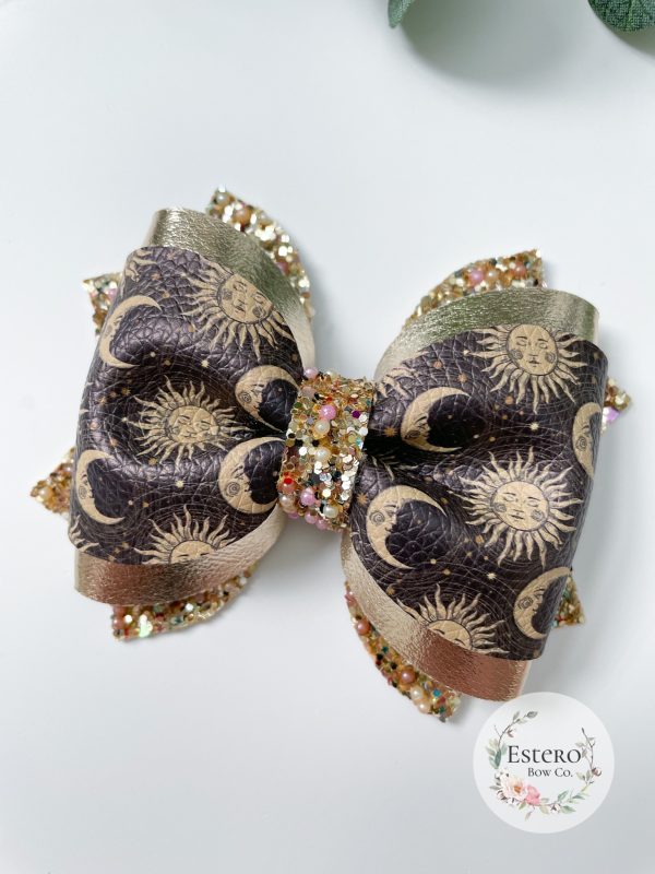 3.5” Golden Celestials Hair Bow - Image 2