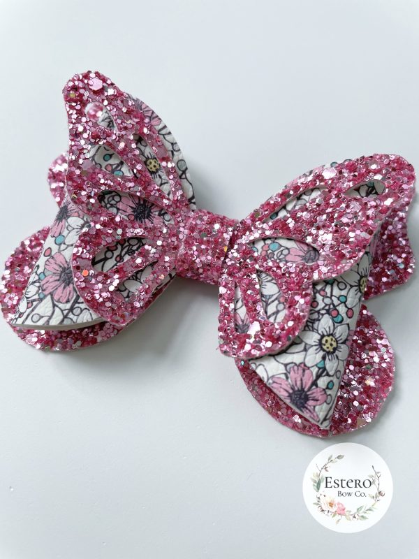 3.5” Floral Sketch Butterfly Hair Bow