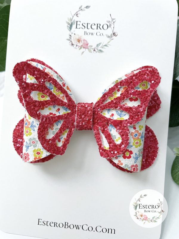 3.5” The Bright Floral Butterfly Hair Bow - Image 3
