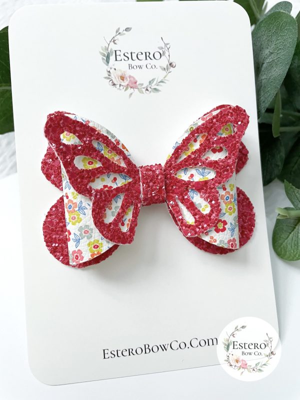 3.5” The Bright Floral Butterfly Hair Bow - Image 5