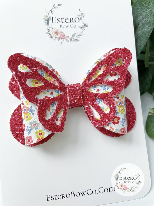 3.5” The Bright Floral Butterfly Hair Bow - Image 2