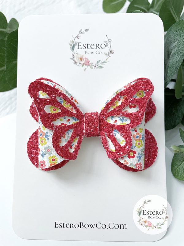 3.5” The Bright Floral Butterfly Hair Bow - Image 4