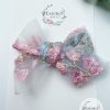 Embroidered Floral Tulle Hair Bow - Image 3