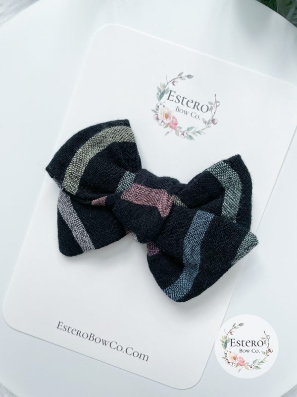 Black Gauze Rainbow Hair Bow - Image 3