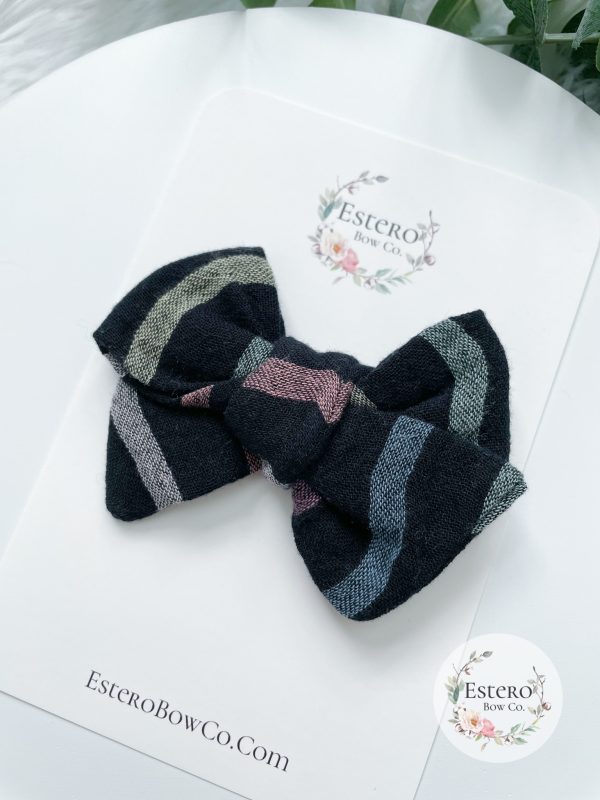 Black Gauze Rainbow Hair Bow