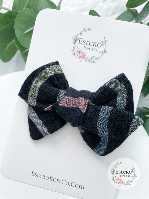 Black Gauze Rainbow Hair Bow - Image 2