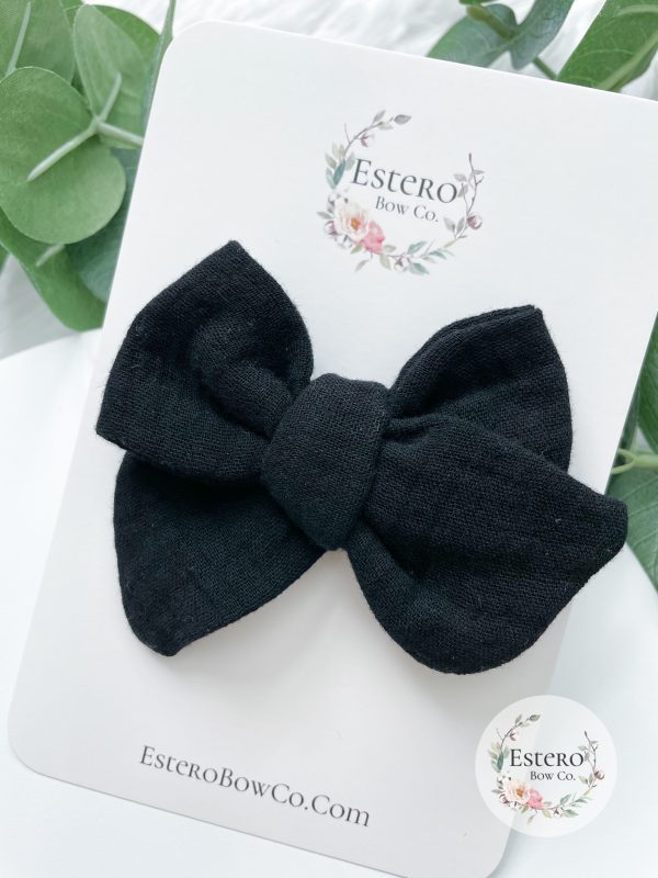 Black Gauze Hair Bow - Image 2