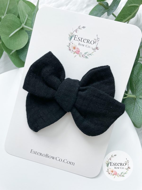 Black Gauze Hair Bow - Image 3