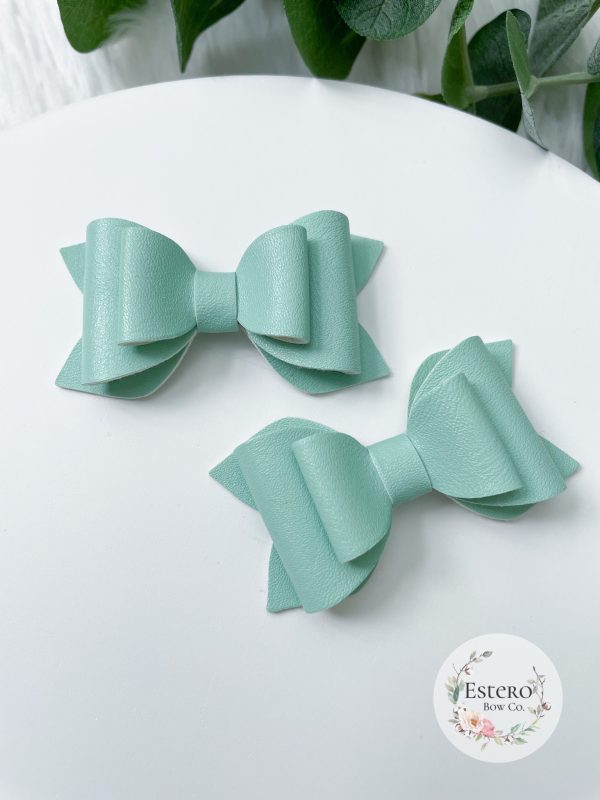2.5” Sage Vegan Leather Hair Bow