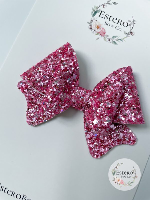 3" Pink Sparkle Glitter Hair Bow