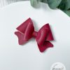 3" Maroon Vegan Leather Hair Bow - Image 4