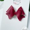 3" Maroon Vegan Leather Hair Bow - Image 2