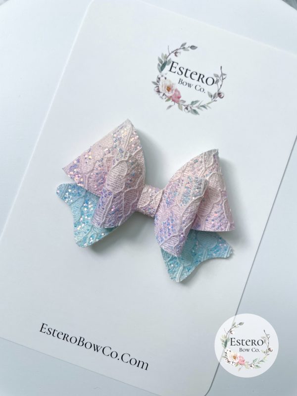 3" Unicorn Ombre Glitter Lace Hair Bow - Image 2