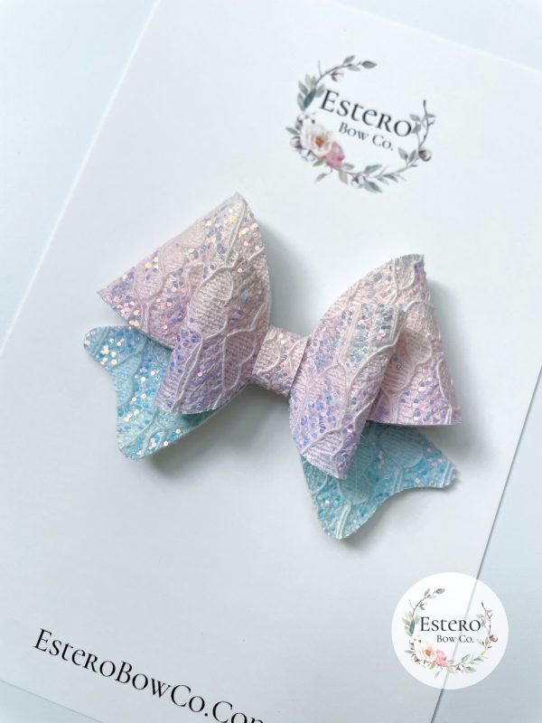 3" Unicorn Ombre Glitter Lace Hair Bow - Image 5