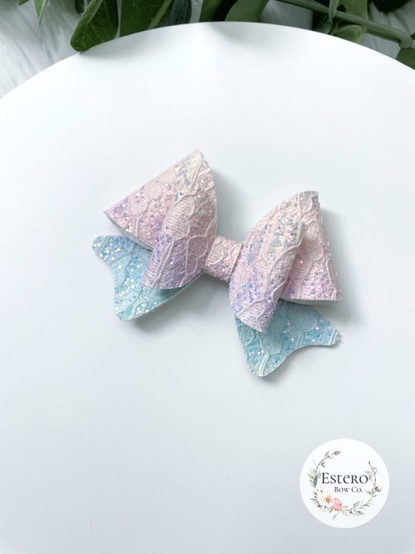 3" Unicorn Ombre Glitter Lace Hair Bow - Image 3