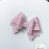 3" Light Pink Glitter Lace Hair Bow - Image 3