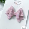 3" Light Pink Glitter Lace Hair Bow