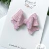 3" Light Pink Glitter Lace Hair Bow - Image 2