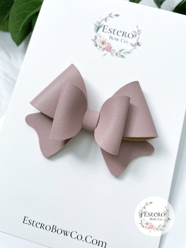 3" Dusty Mauve Vegan Leather Hair Bow