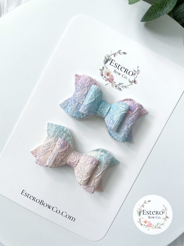 2.5” Unicorn Ombre Lace Hair Bow - Image 3
