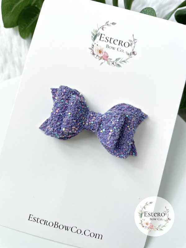 2.5” Violet Glimmer Hair Bow - Image 4