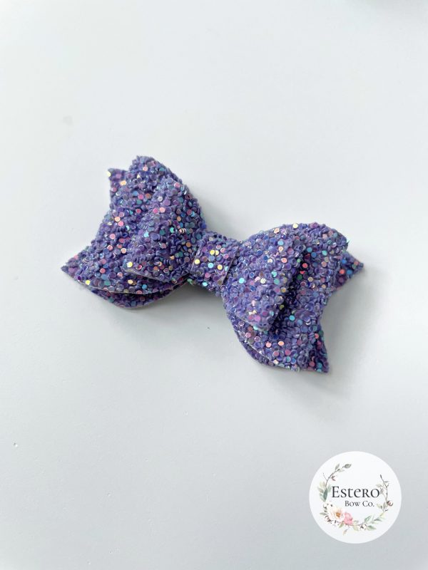 2.5” Violet Glimmer Hair Bow - Image 3