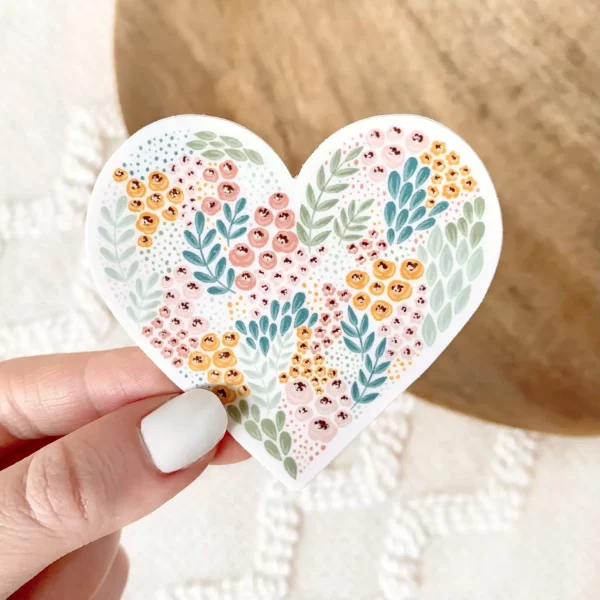 Floral Heart Sticker, 3x3in. | Elyse Breanne Design