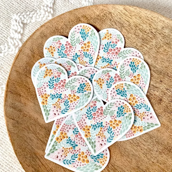 Floral Heart Sticker, 3x3in. | Elyse Breanne Design - Image 2