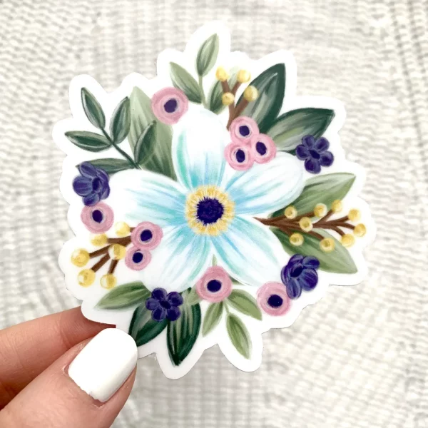 Floral Daisy Design Sticker 3x3in. | Elyse Breanne Design