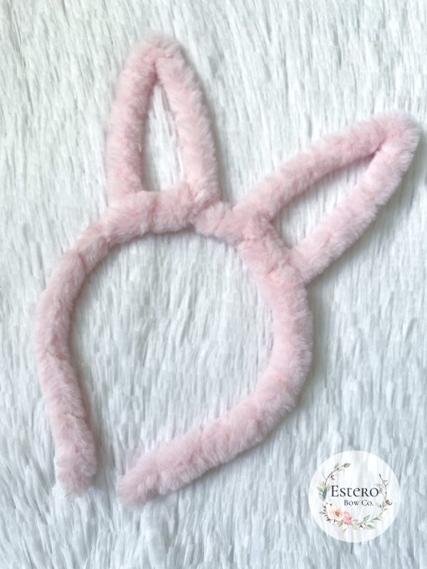 Light Pink Furry Bunny Ears Headband