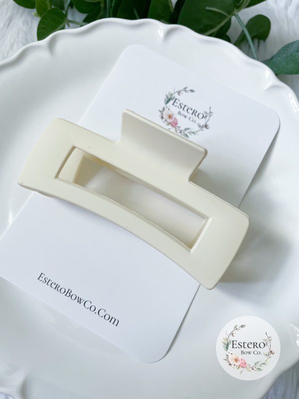 Jumbo 4" Cream Matte Hair Claw | LoveLina - Image 2