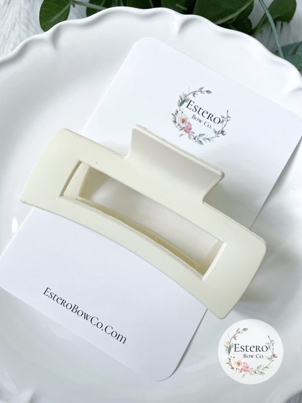 Jumbo 4" Cream Matte Hair Claw | LoveLina