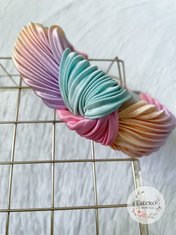 Rainbow Ombre Chiffon Top Knot Headband - Image 3