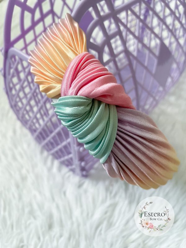 Rainbow Ombre Chiffon Top Knot Headband - Image 4