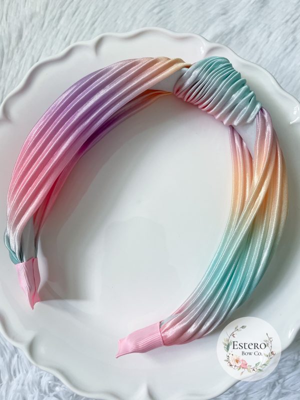 Rainbow Ombre Chiffon Top Knot Headband - Image 2
