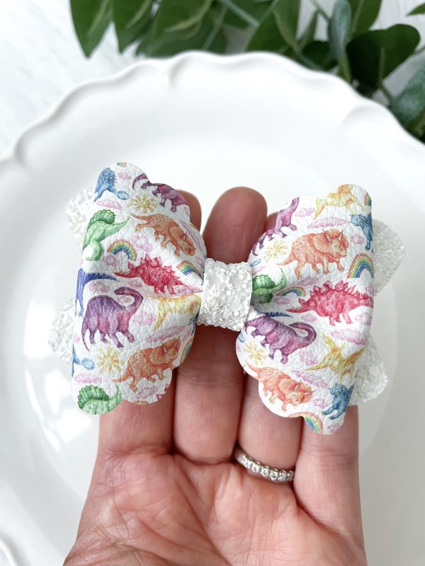 3.5” The Land of Dinosaurs Scalloped Pinch Hair Bow - Image 4