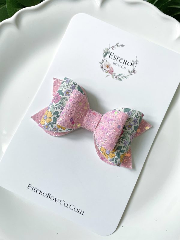 3.5” Pastel Flowers Hair Bow - Image 4