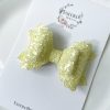 3.5” Lemon Yellow Iridescent Glitter Hair Bow - Image 3