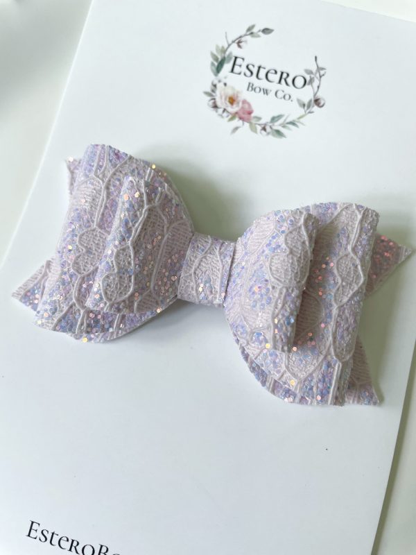 3.5” The Violet Glitter Lace Hair Bow