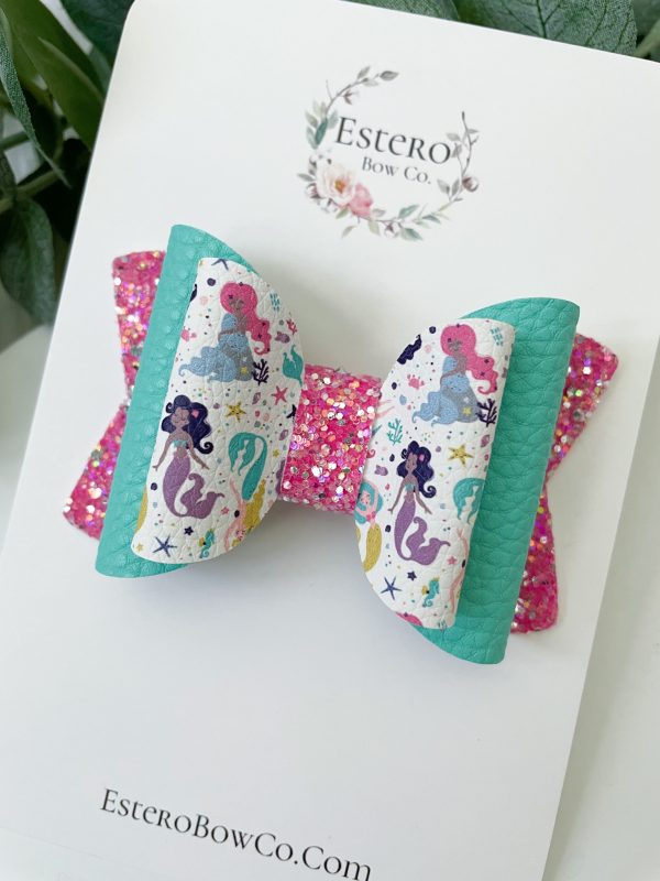 3.5” The World of Mermaids Hair Bow - Image 3