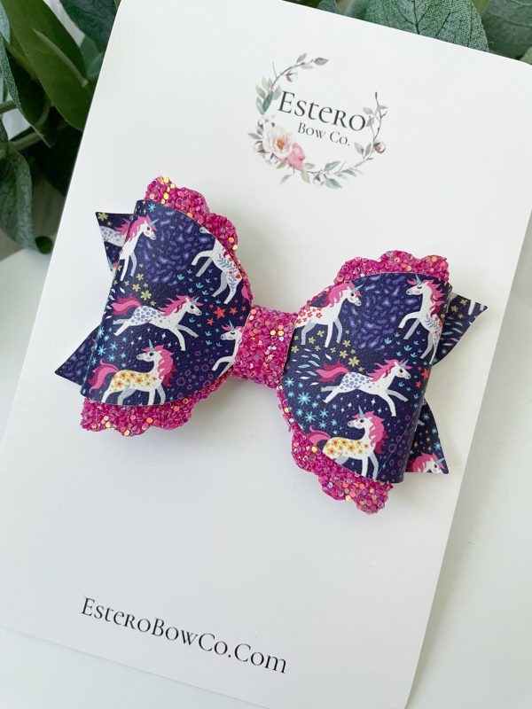 3.5” The Enchanting Unicorns Hair Bow - Image 3