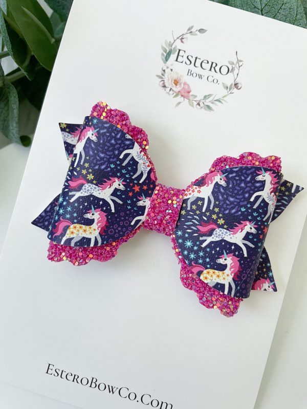 3.5” The Enchanting Unicorns Hair Bow - Image 2
