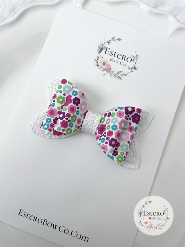 3” Purple Floral Hair Bow - Image 2