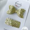 3” Yellow Sparkle Glitter Hair Bow - Image 3