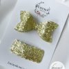 3” Yellow Sparkle Glitter Hair Bow - Image 2